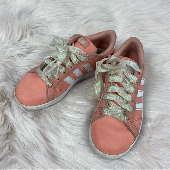 Addidas Baseline Pink/White Striped Sneakers - Picture 1 of 7